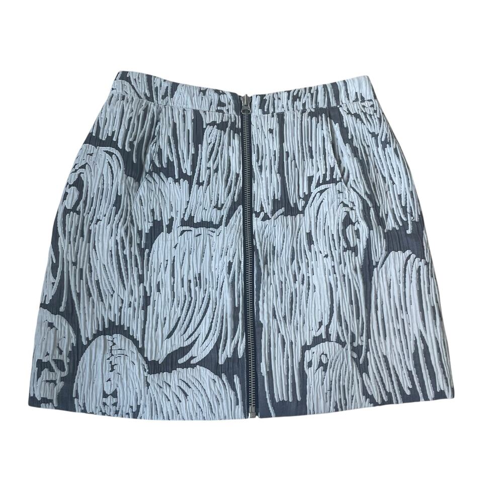 Opening Ceremony Komondor Mini Skirt Jacquard Zip Gray White Size 6